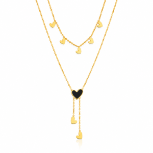The Noir Heart Lariat Necklace