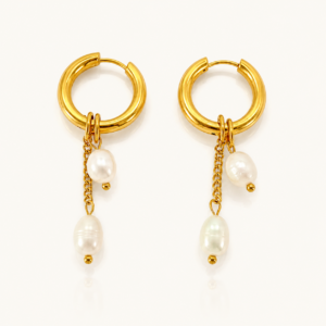 The Pearl Drop Huggie Earrings